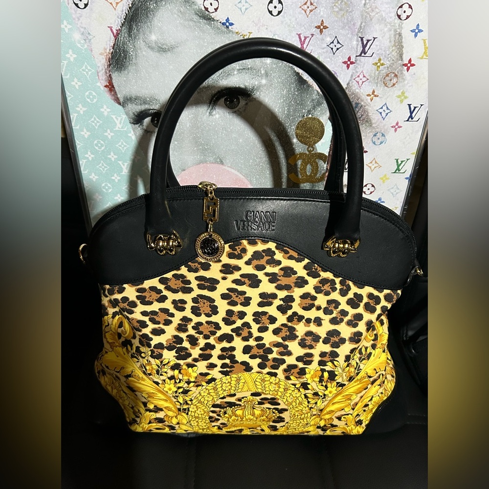 Gianni Versace Leopard Print Handbag